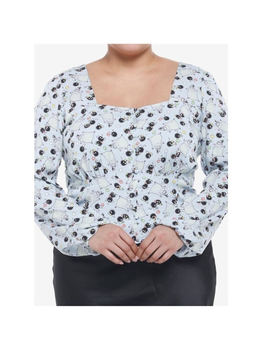 Studio Ghibli Spirited Away Soot Sprites Girls Crop Woven Top Plus Size 1